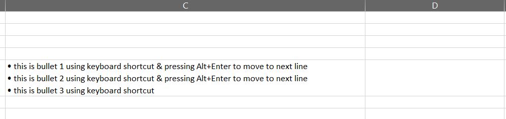 shortcut for bullet points in one note