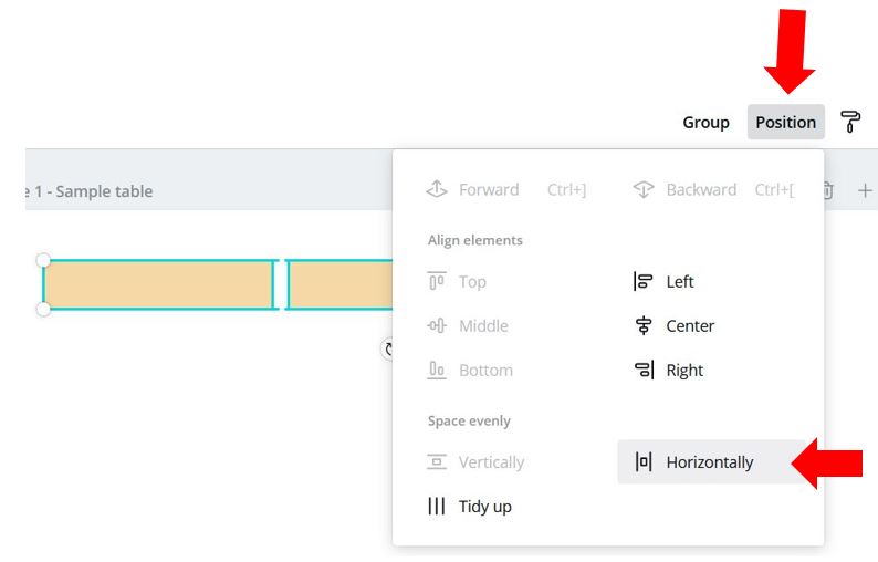 distribute horizontally