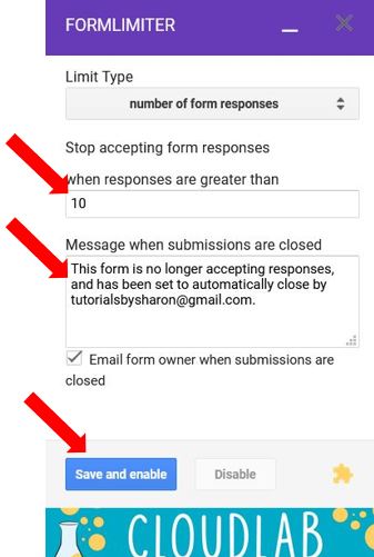 Set response limit on Google forms