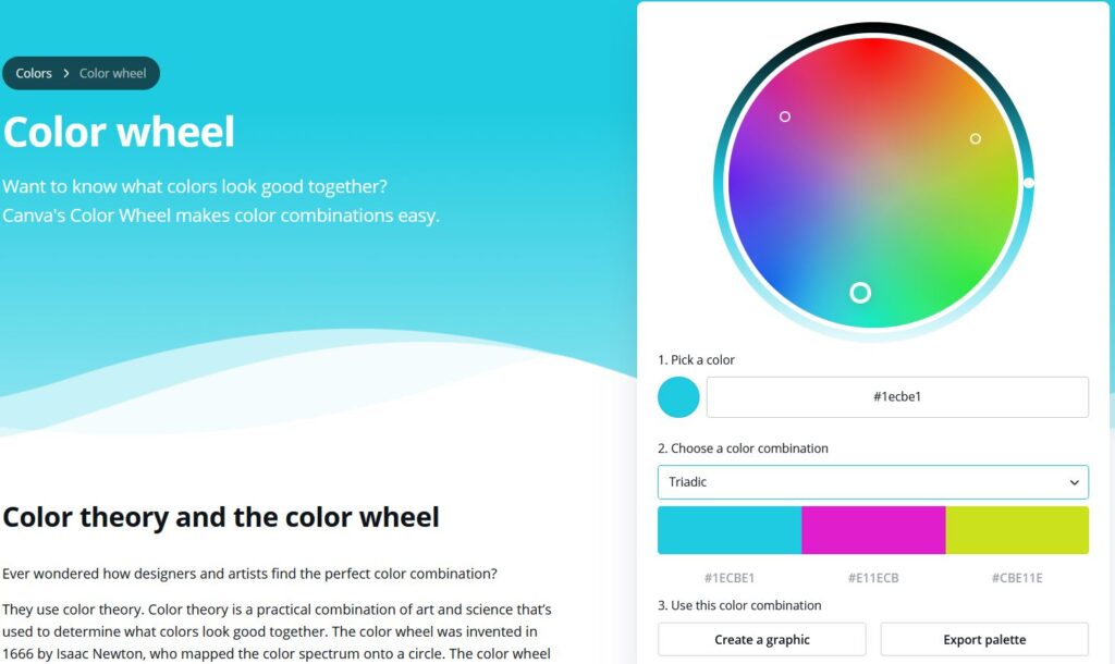 Canva colour wheel