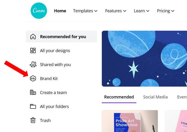 canva home page