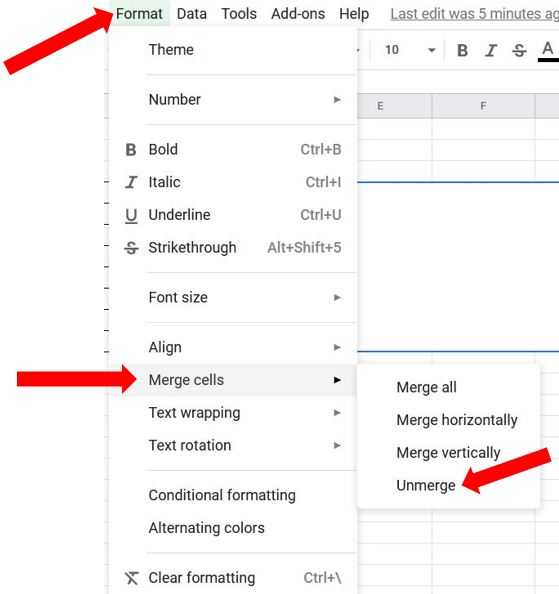 How To Unmerge All Merged Cells In Google Sheets