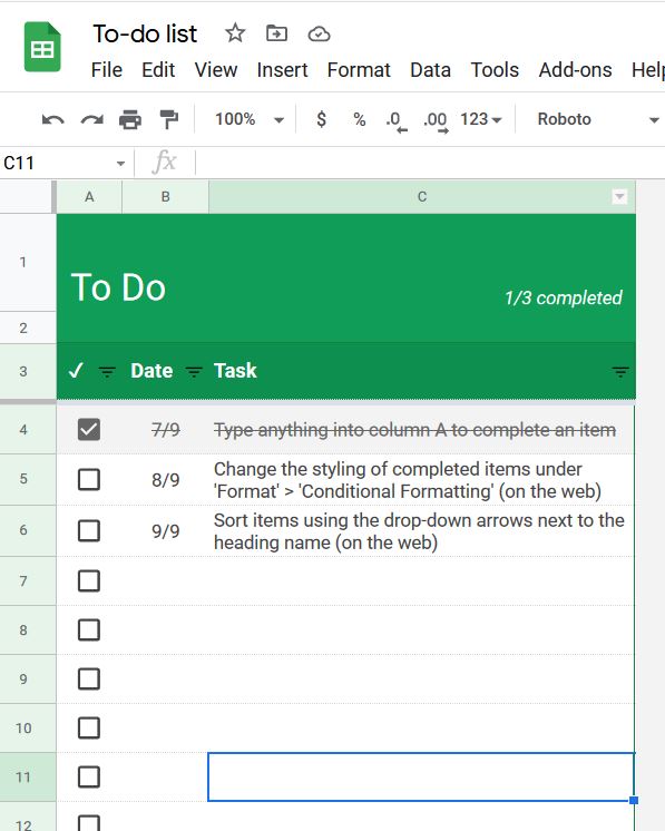 How to create a really easy todo list in Google Sheets Sharon's