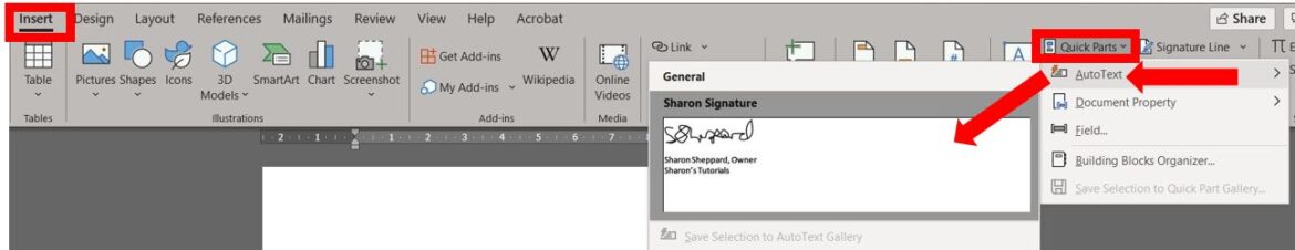 insert handwritten signature in word document